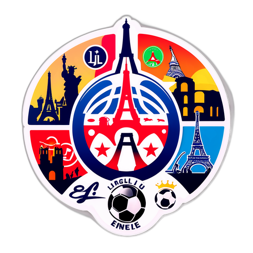 Logo Ligue 1 Dikelilingi Landmark Ikonik Perancis