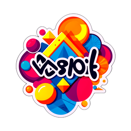 Design di un adesivo rappresentante Vanoli con forme geometriche astratte e colori vivaci