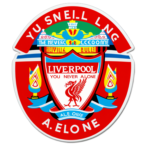 Diseño de camiseta de Liverpool con el escudo y el texto 'You'll Never Walk Alone'