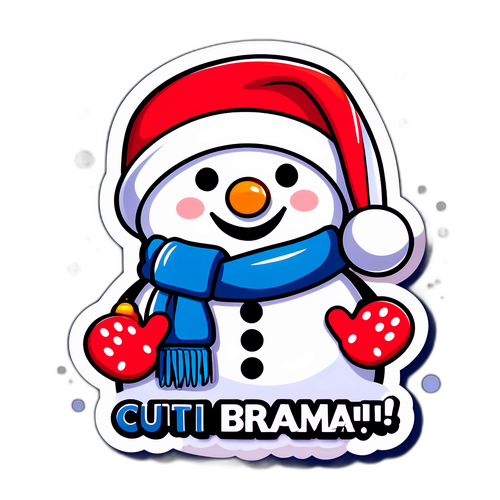 Pemandangan Musim Dingin dengan Manusia Salju dan Sarung Tangan