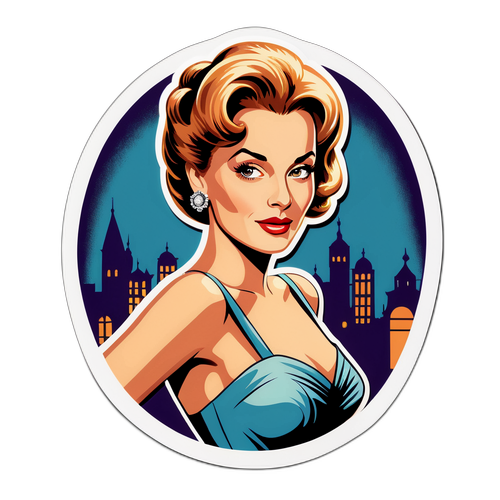 Una sticker glamour di Anna Falchi in posa da star del cinema classico