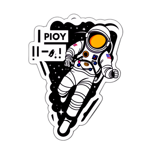 Nálepka s astronautem v bezváhovém stavu