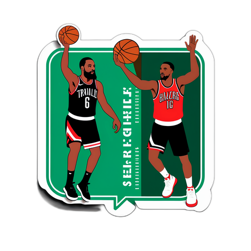 Sticker ng Iconic na Uniporme ng Trail Blazers at Celtics