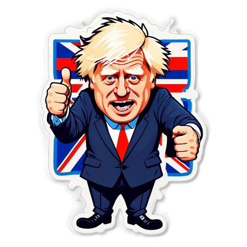 Farverig klistermærke af Boris Johnson