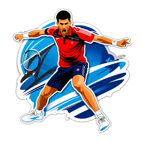 Autocollant dynamique de Novak Djokovic en action
