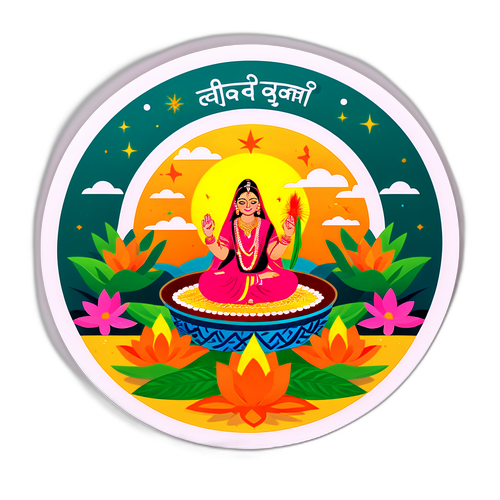 छठ पूजा पर आधारित उत्सविक स्टिकर