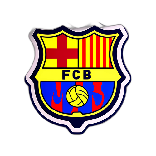 Odvážná nálepka s ikonickými barvami a stylizovaným logem FC Barcelona
