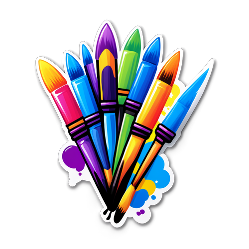 Adesivo Temático de GAC: Pincéis Coloridos