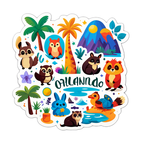 オーランドの動物と自然をテーマにしたかわいいキャラクターのステッカー