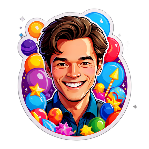 Ein Aufkleber von Kai Pflaume, der lacht und charmant aussieht