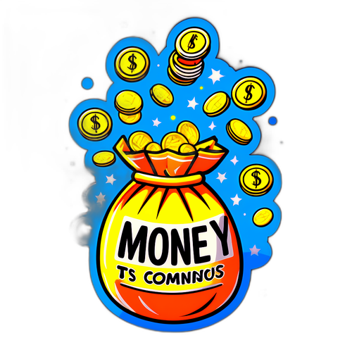 การ์ตูนน่ารื่นรมย์ของถุงเงินและเหรียญที่ตกลงมา