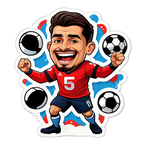 Stiker Karikatur Mateo Kocijan dalam Pose Dinamis Sepak Bola