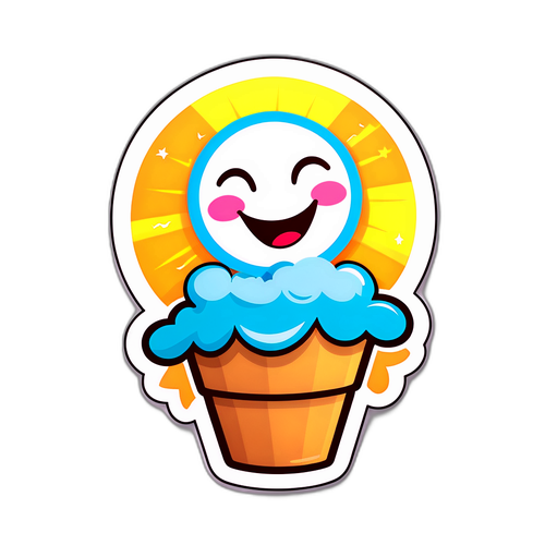 สติ๊กเกอร์ร่าเริงในวันที่มีแดดสว่าง