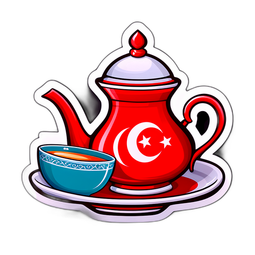 Quirkiasty naklejka z tradycyjnym tureckim zestawem do herbaty