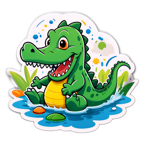 Speelse Krokodil de Nekker Sticker