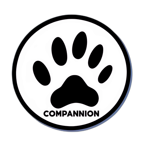 Hình dán chân của chó với từ 'Bạn đồng hành'