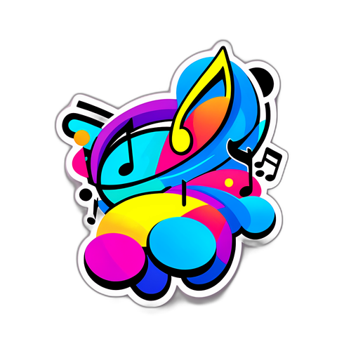 Trendy sticker met muzikale noten