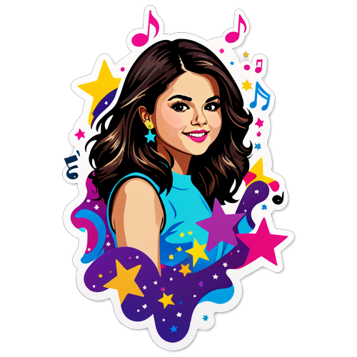 Vibrant Celebration Sticker of Selena Gomez