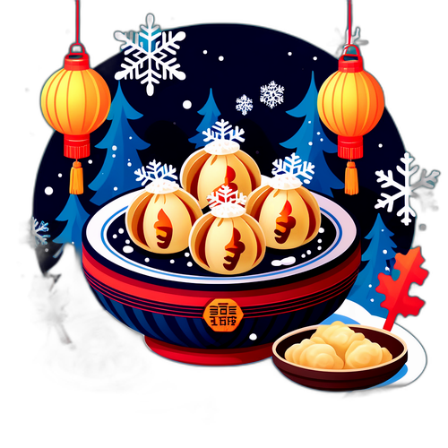 冬至燈籠、餃子與湯圓的慶祝場景