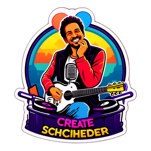 Creëer een kleurrijke sticker van Aliocha Schneider in een gezellige club