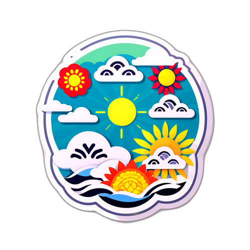 四季變化的天氣貼紙