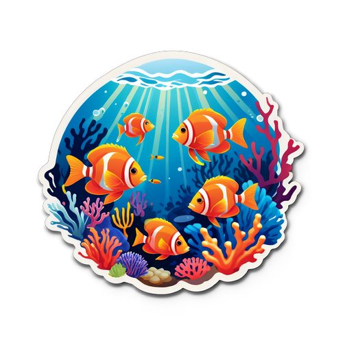Peaceful Underwater Reefs and Tropical Fish Sticker