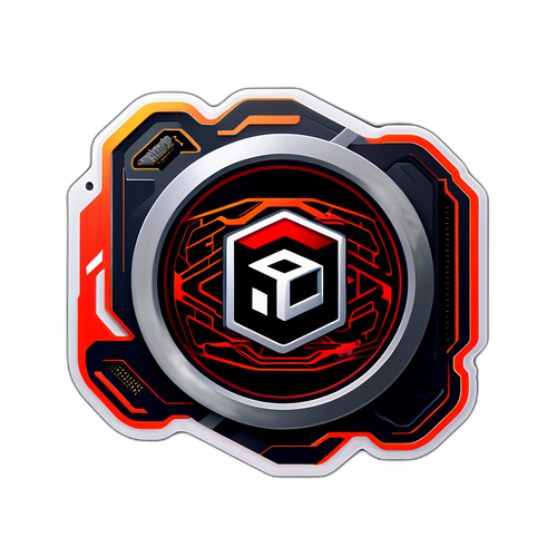 미래지향적인 AMD 로고와 그래픽 카드 디자인 스티커