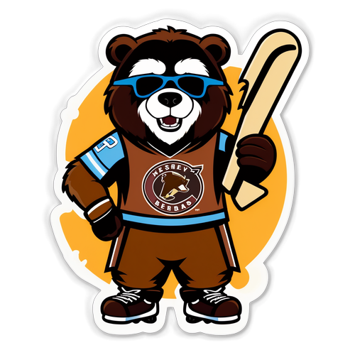 Artistic Hershey Bears Logo with Bear on Beach