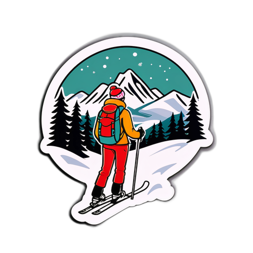 Stilig klistremerke av Henny Reistad med skistaver