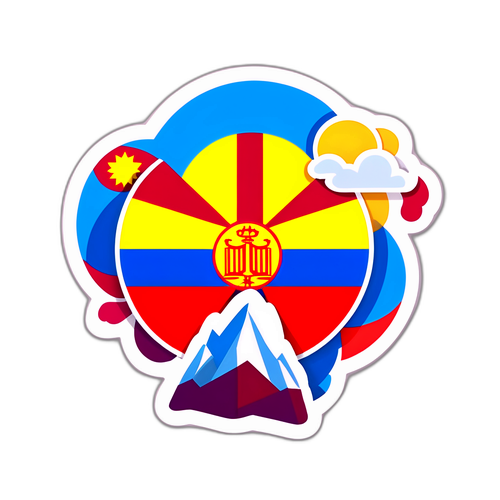 Fargerik Geometrisk Representasjon av Andorrask Flag