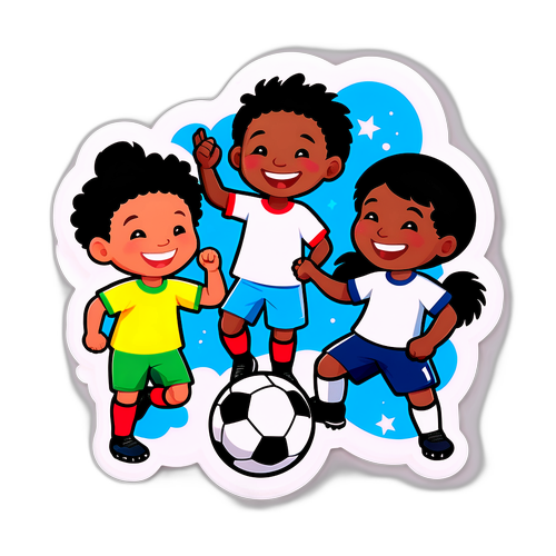 Adesivo Infantil: Crianças Jogando Futebol
