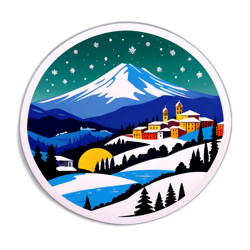 Italiaans Landschap met Sneeuwvlokken