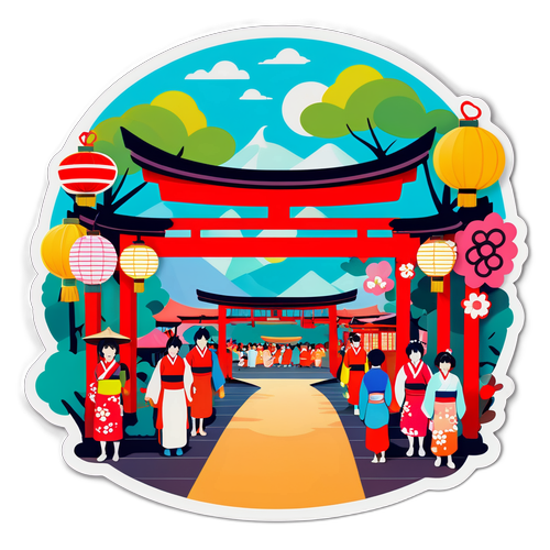 伝統的な日本祭りのカラフルな風景