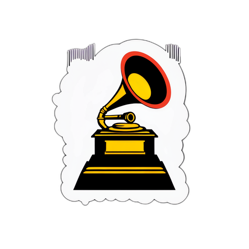 Стикер с силуэтом награды Грэмми, текст «Музыка, которая вдохновляет!»