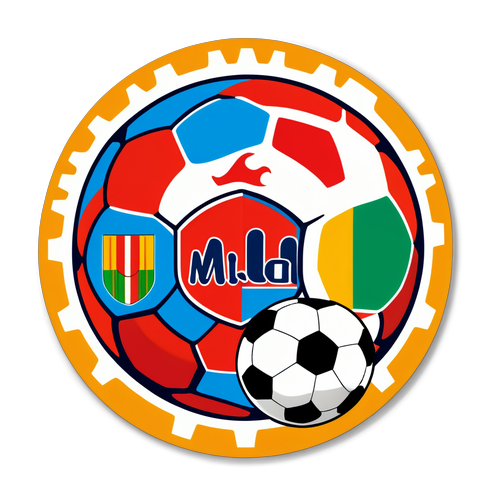 Aderesă cu minge de fotbal și echipamentele Milan și Bologna