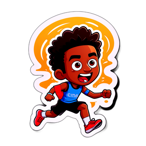 מדבקת קרטון של יינון מגל רודף אחרי חדשות