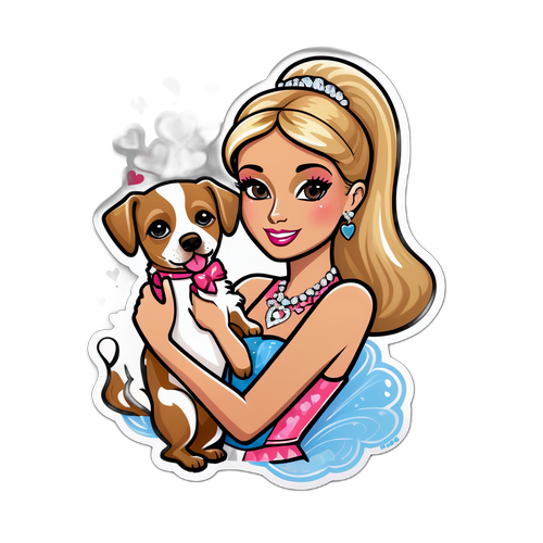 Playful Paris Hilton and Pup Sticker