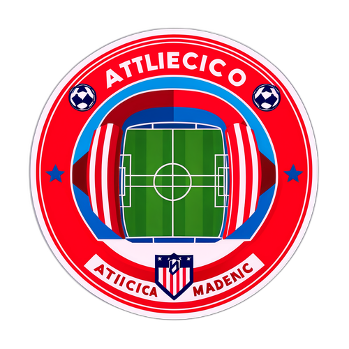 Designa en klistermärke med Atletico Madrids stadion och jublande fans