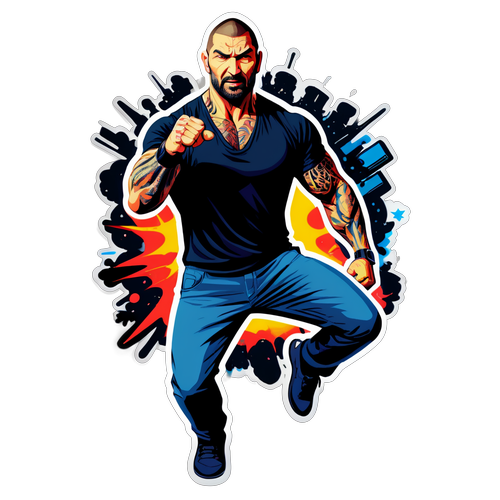 Ontdek de Sensationele Sticker van Dave Bautista: Actie, Kleur en Filmiconen in Eén!