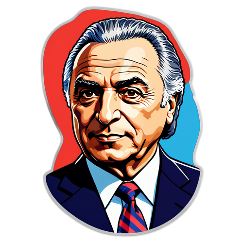 Porte retrato estilizado de Michel Temer com toque de pop art