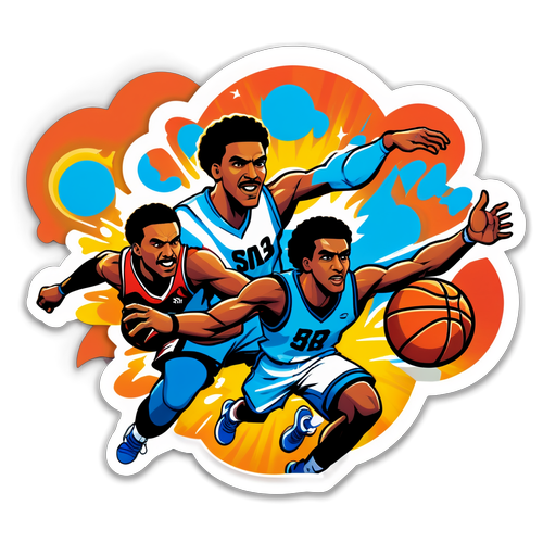Sticker do Brasília Basketball vs. São Paulo em formato de quadrinhos