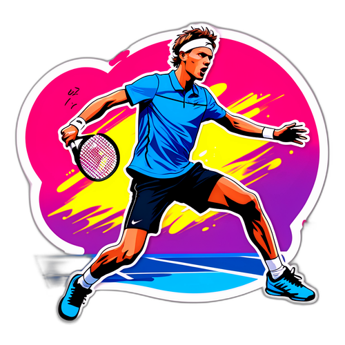 Coole sticker van Jannik Sinner in actie op de tennisbaan