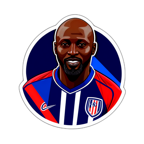 Adesivo di George Weah con elementi di calcio e leadership
