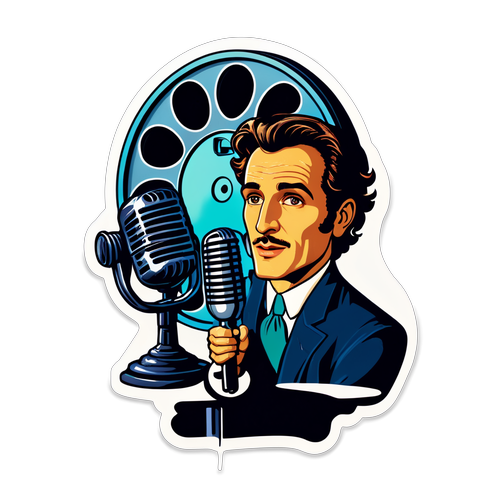 Artistieke representatie van Nicolas Bedos in vintage filmstijl