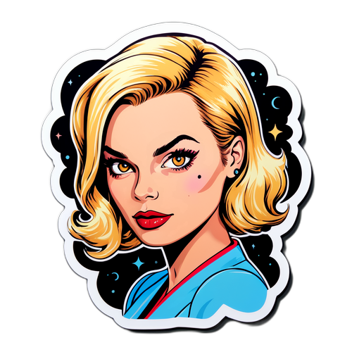 Наклейка с изображением Марго, сочетающая элементы поп-культуры