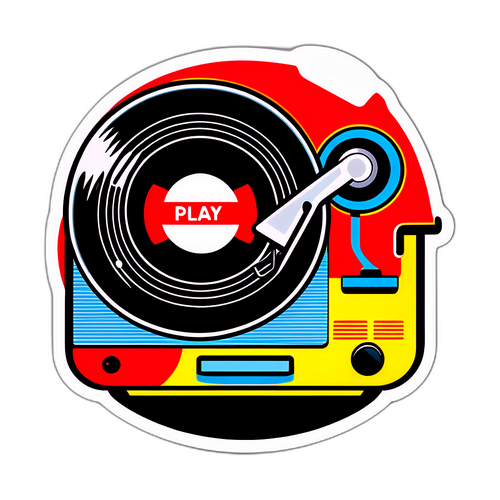 Vintage Platenspeler Sticker