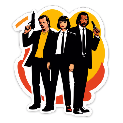 Nostalgiastyle Pulp Fiction hahmot retroväreillä