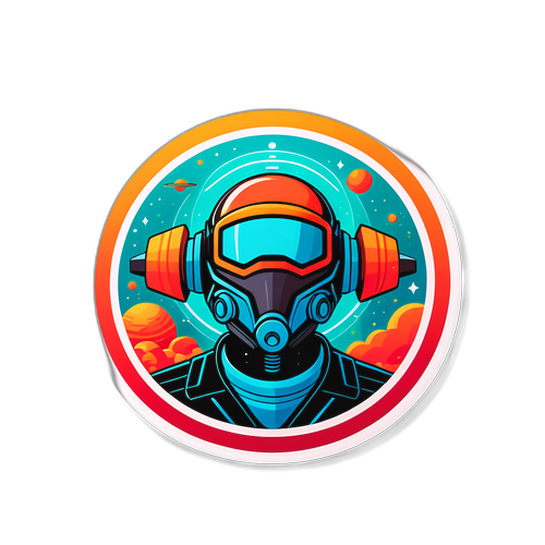 Futuristinen tarra, joka edustaa Tylor Chasenin luovuutta ja innovaatiota science fiction -kuvastoissa