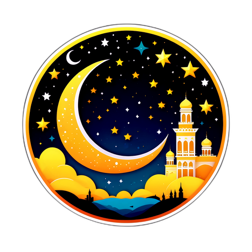 Desain Simbolik Bulan Sabit dan Bintang untuk 'Niat Puasa Qadha Ramadhan'