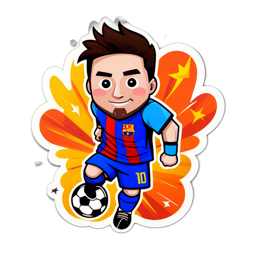 Schattig cartoon superheld sticker van Messi